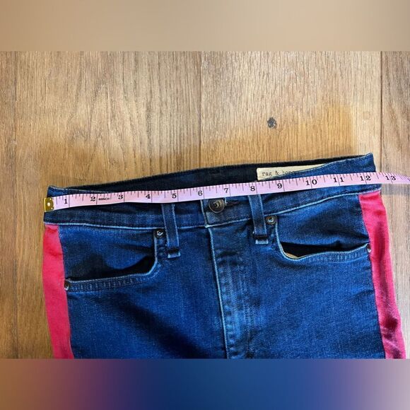 Rag & Bone Igloo Red & Indigo High Rise ‘Maize’ Classic Skinny Fit Jean.Size 28 - Picture 7 of 11